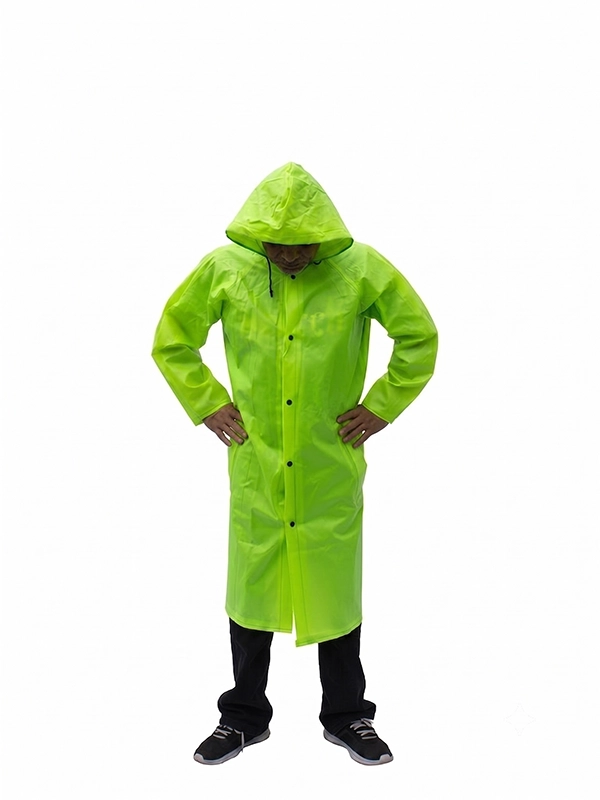 Impermeable Amarillo Fluorescente de Poliforro Tipo Gabardina sin Reflejante
